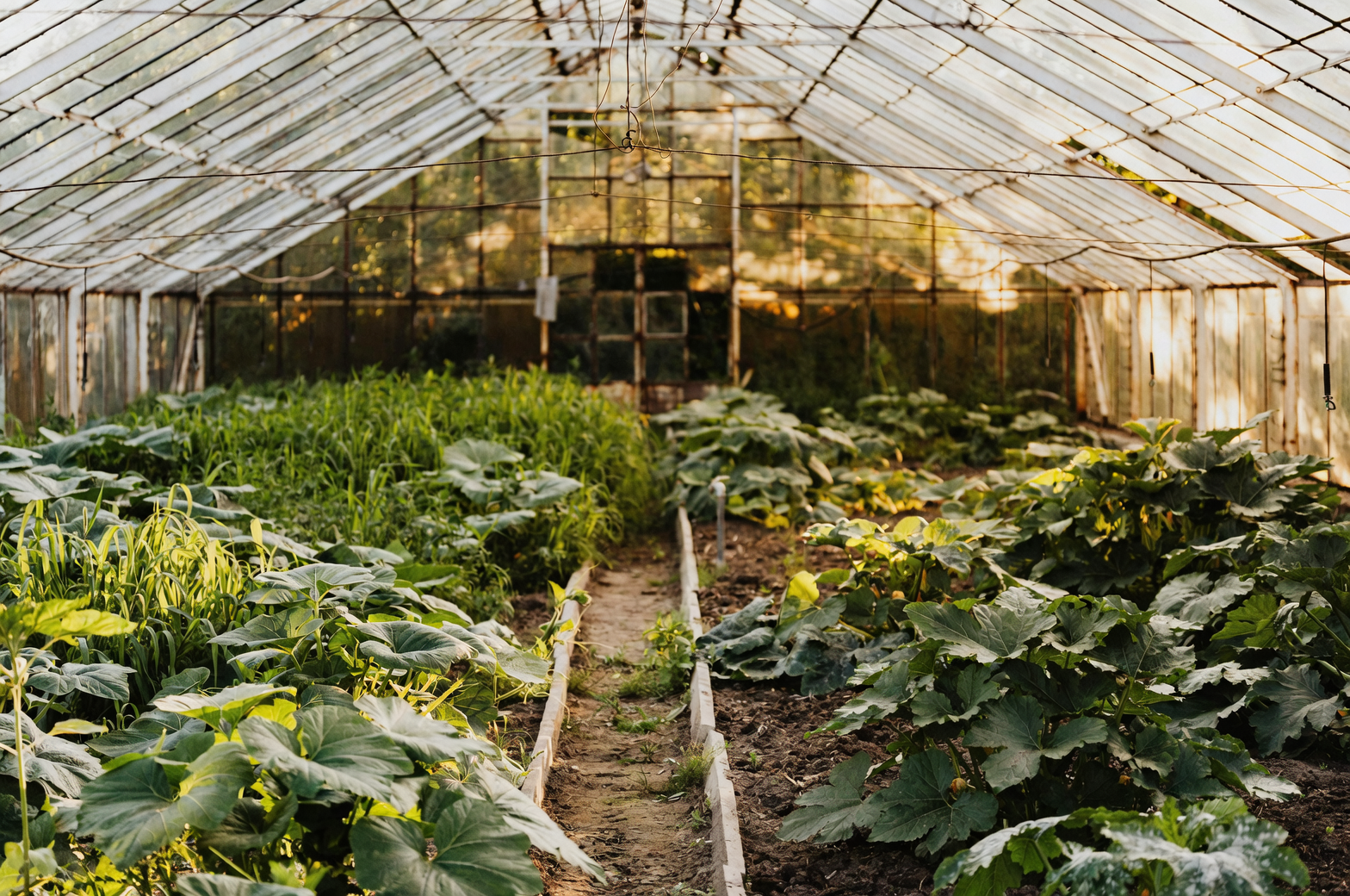 cucumber plant in greenhouse
