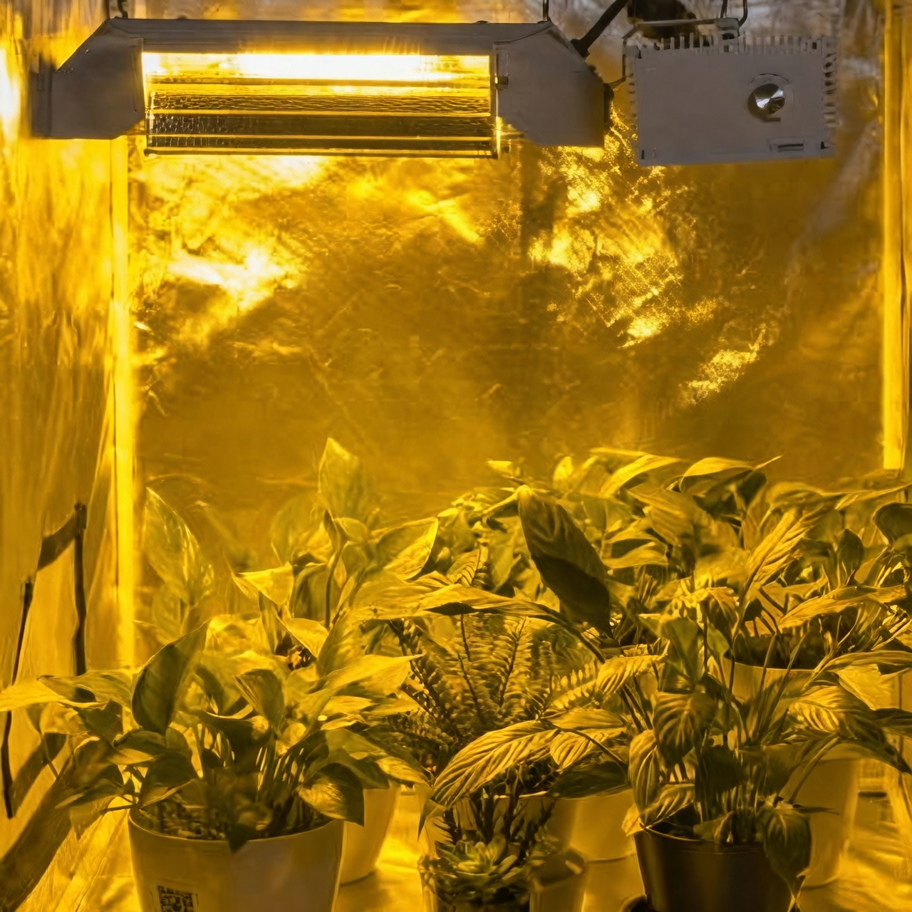 grow lights over plants