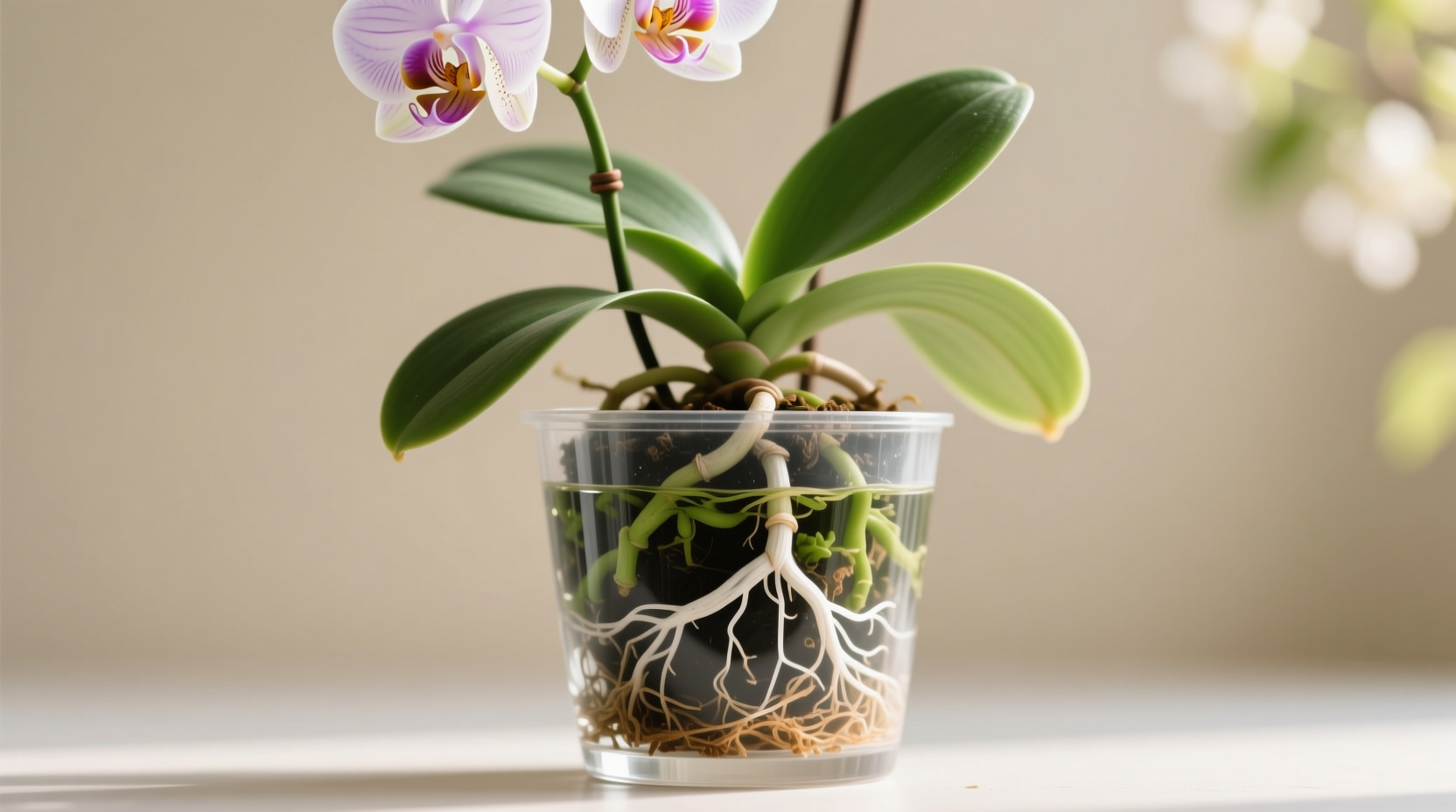 watering orchid hands