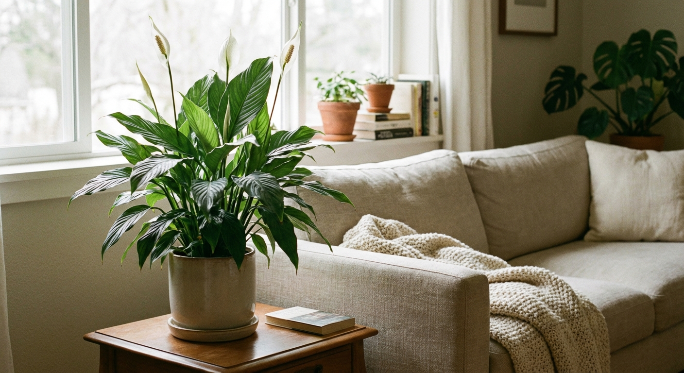 peace lily living room sofa