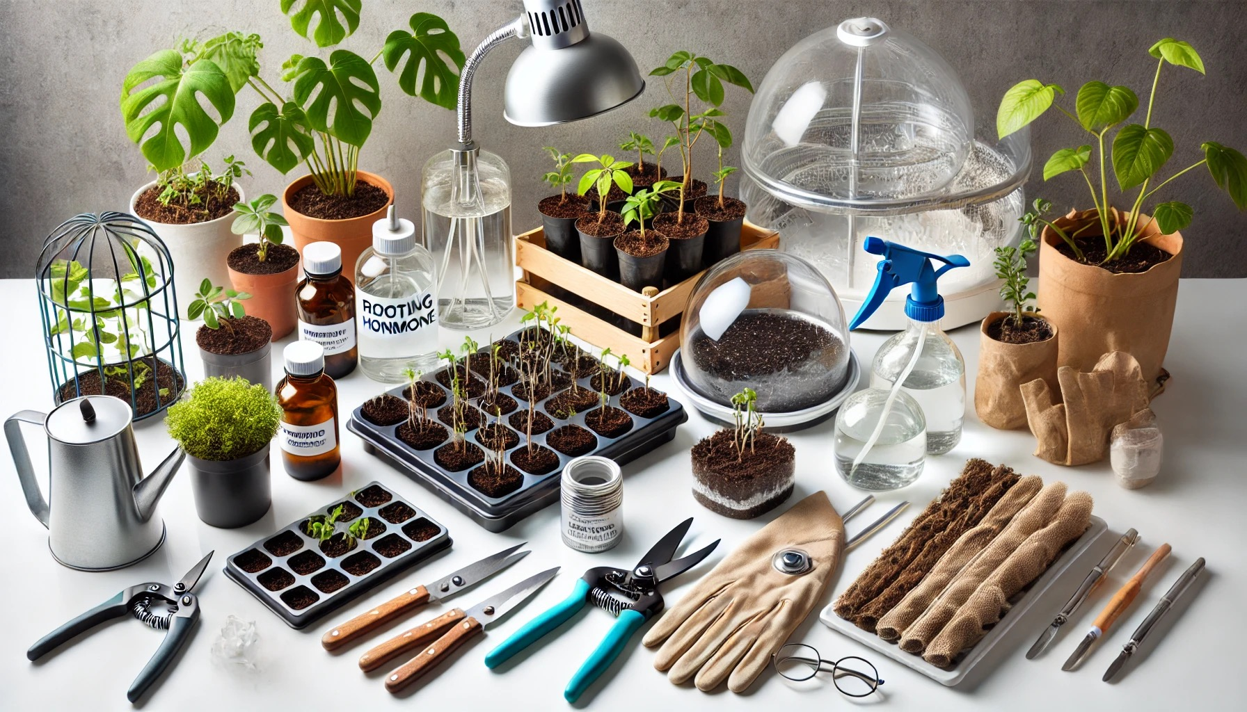 plant propagation tools on table
