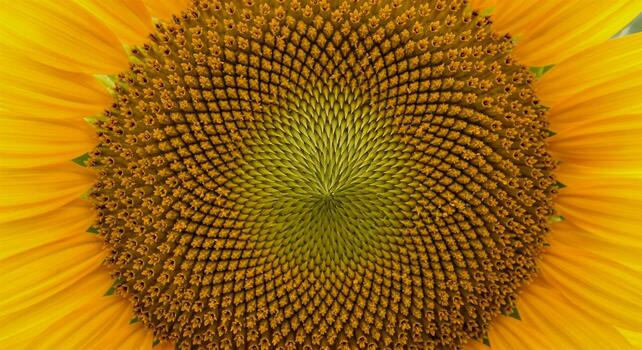 sunflower head spiral close up