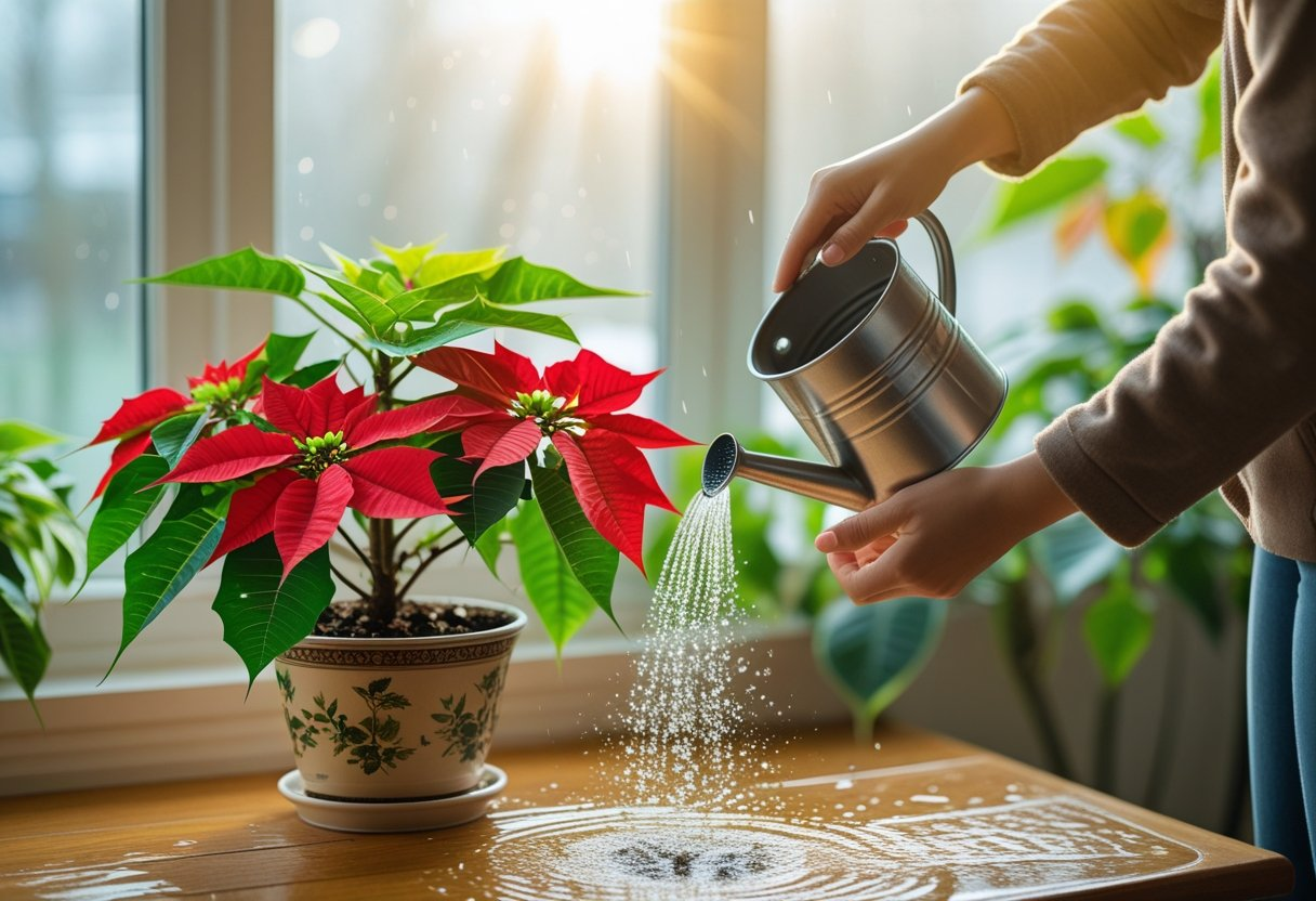 poinsettia watering sink drainage