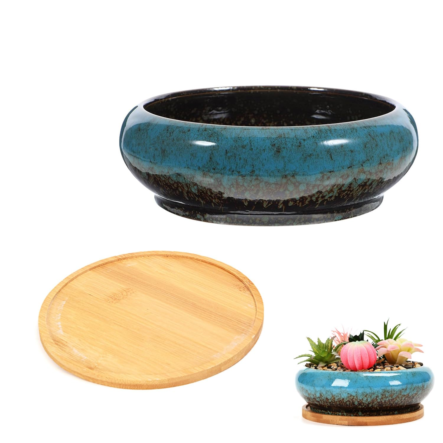 water lily wide ceramic bowl