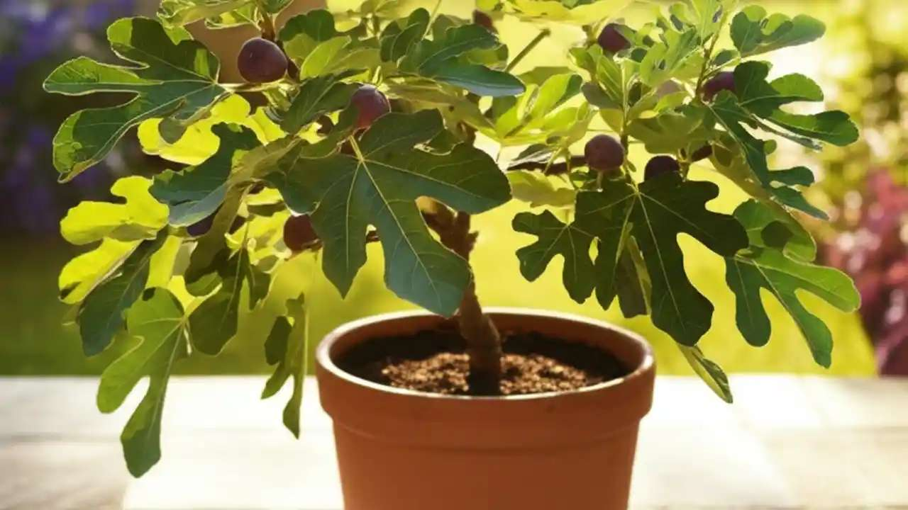watering potted fig tree