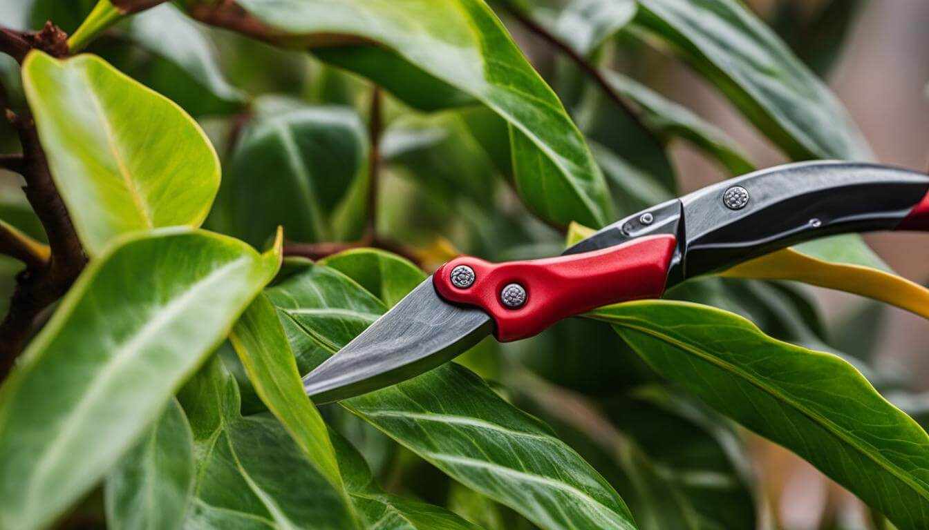 croton sap close-up pruning gloves