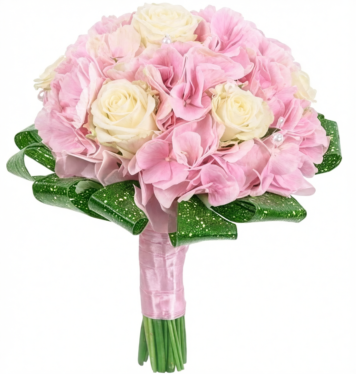 pink hydrangea wedding bouquet