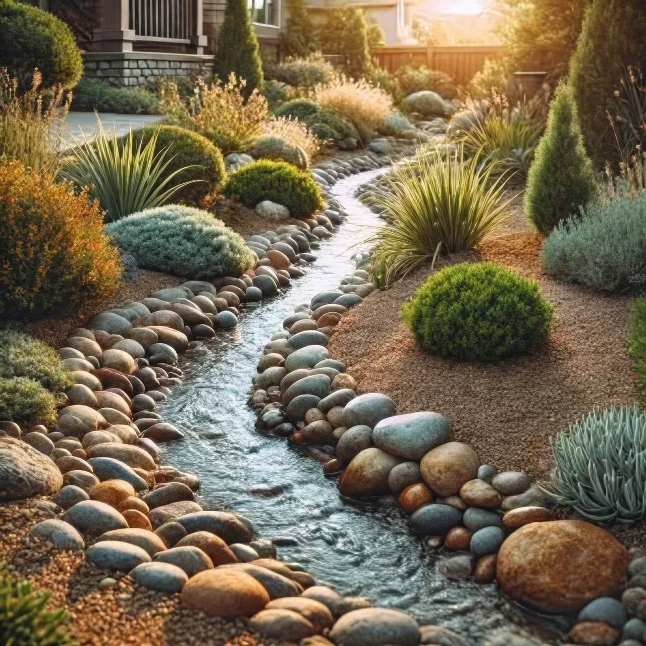 agave dry creek gravel garden