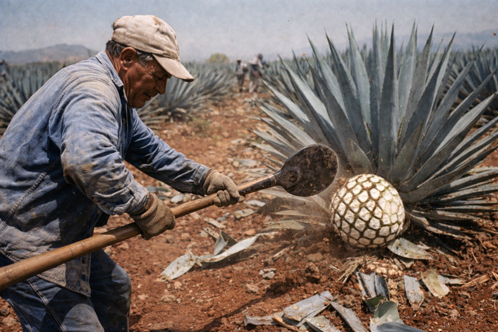 agave tequilana harvest jimador