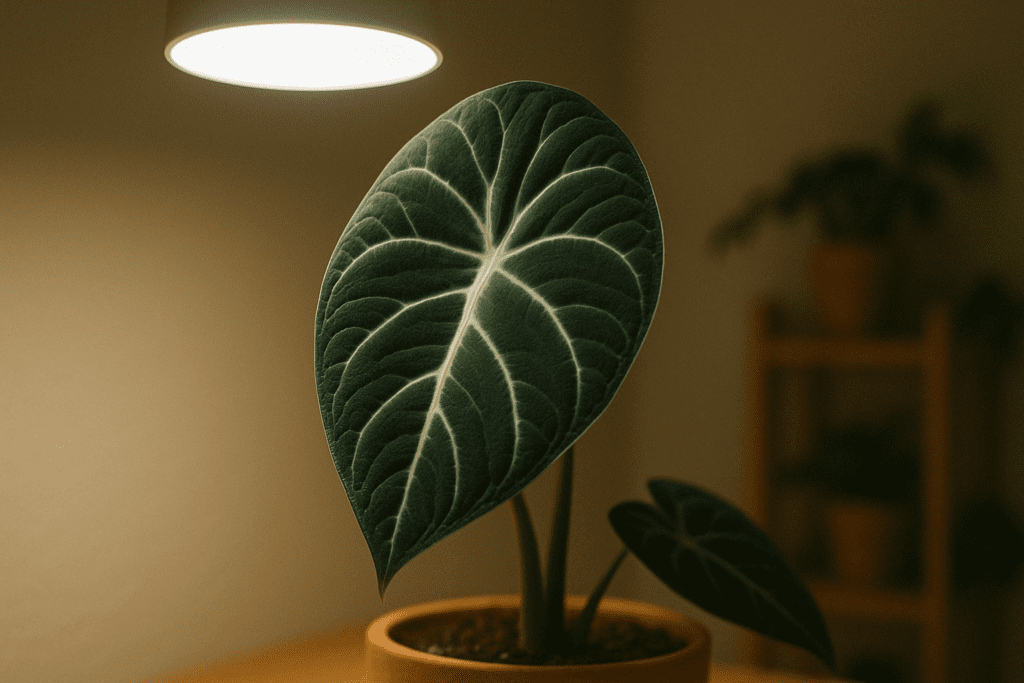 alocasia under grow light