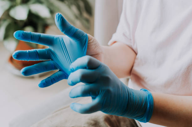 nitrile gloves handling hyacinth bulbs