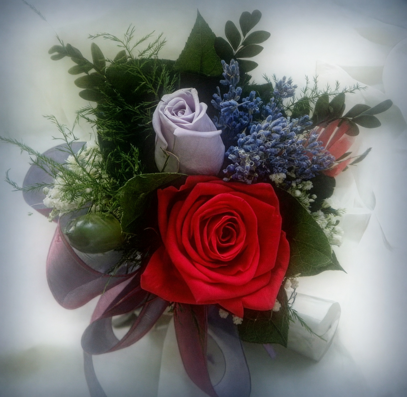 sweet violet Victorian tussie-mussie bouquet