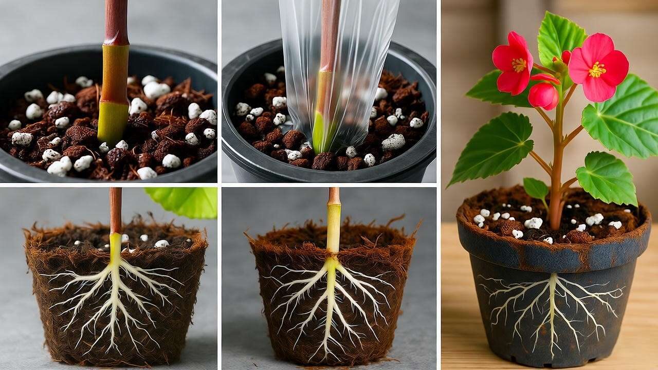 Rieger begonia tip cuttings in perlite