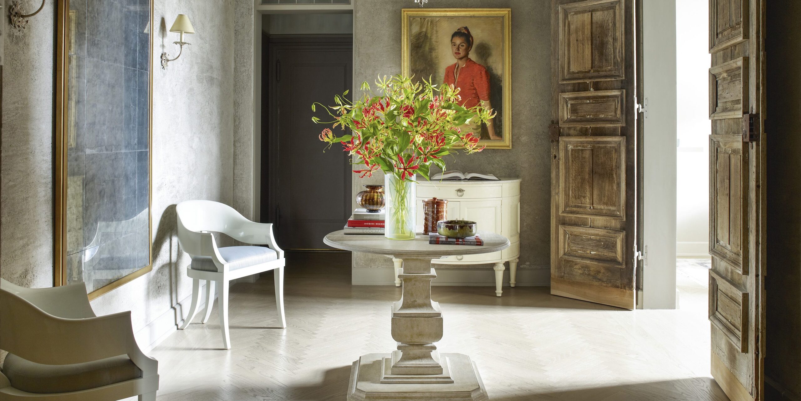 cymbidium entryway console east window