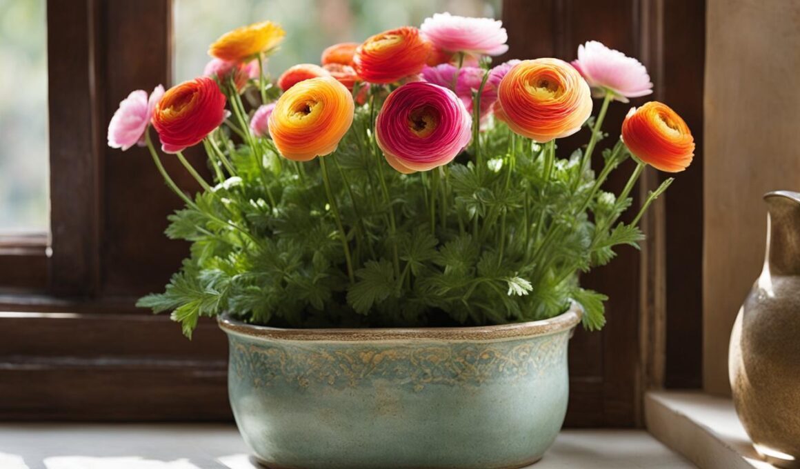 ranunculus orange yellow balcony pots