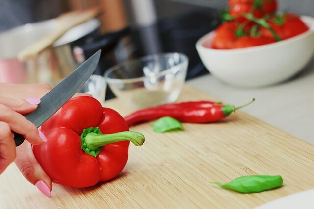 ornamental pepper cutting board gloves