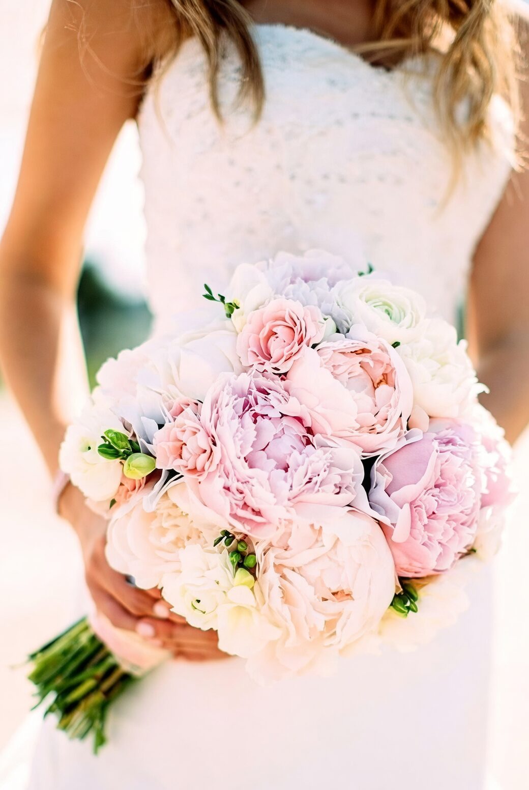 Chinese peony wedding bouquet bride