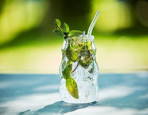peppermint iced tea glass