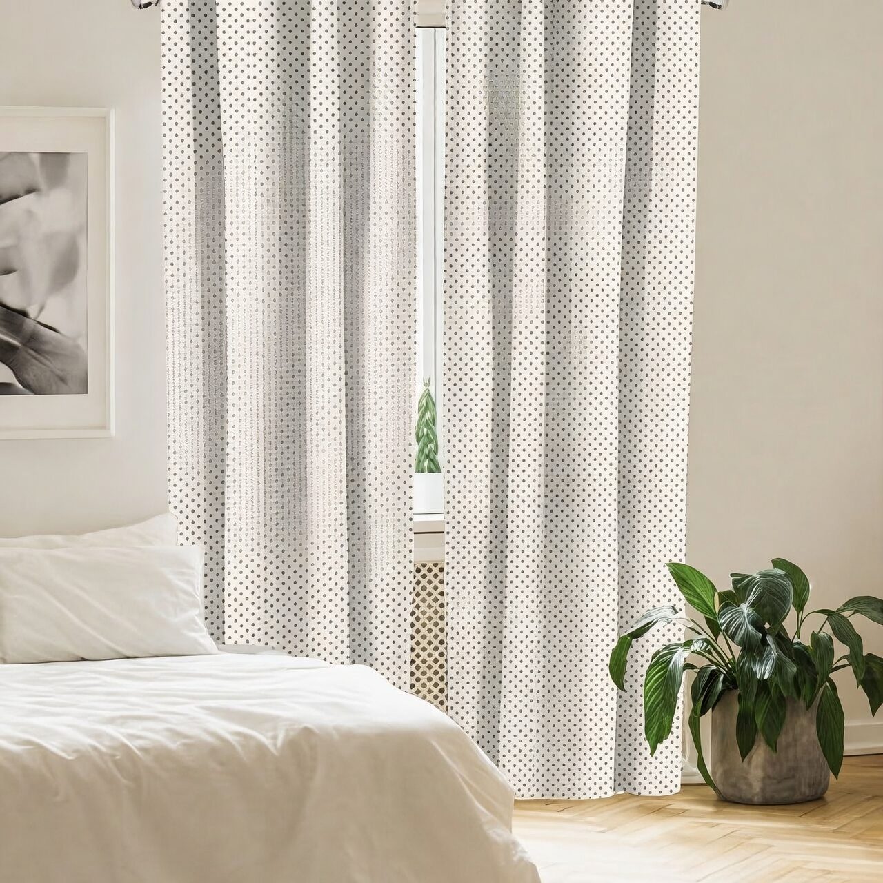 polka dot plant east window sheer curtain