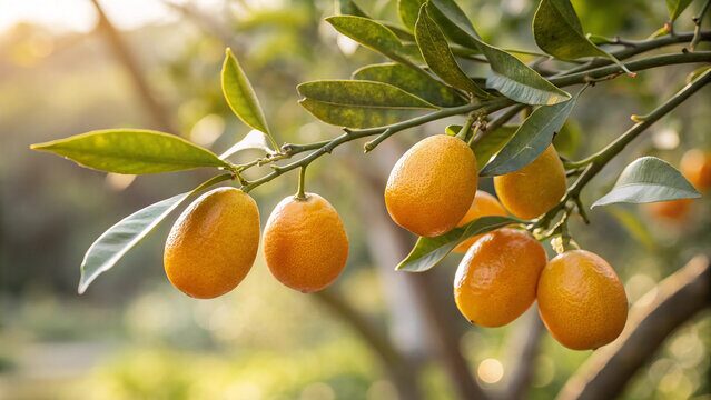 kumquat fruit branch close-up