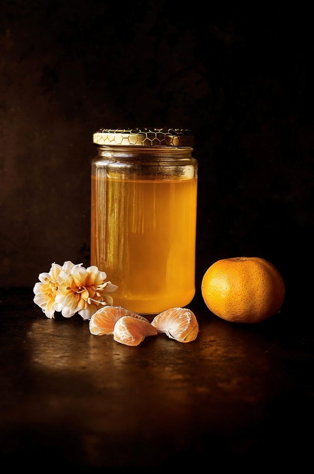 kumquat honey in glass jar