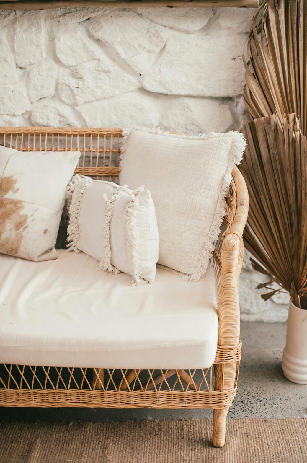 sago palm rattan basket bedroom