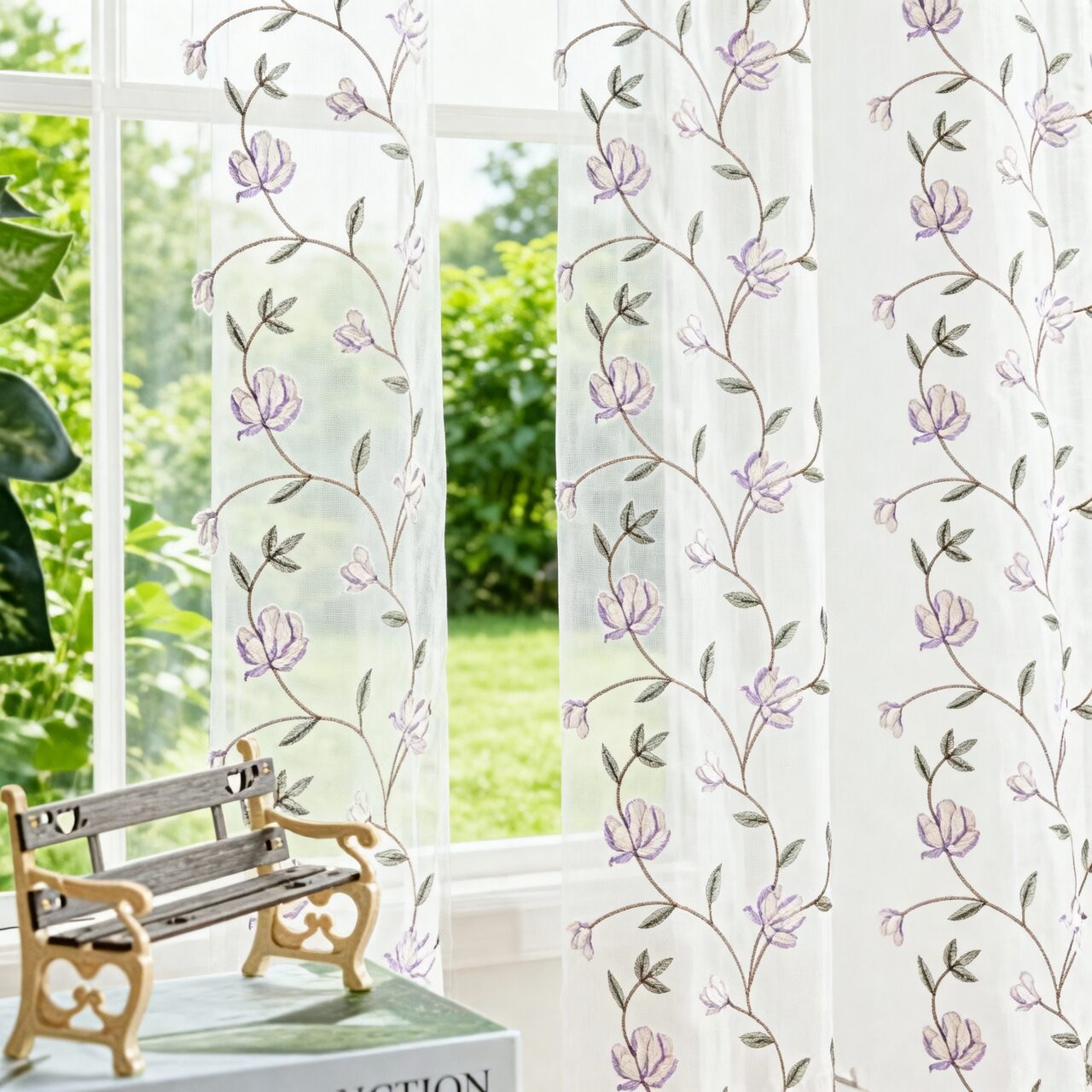 Persian violet window sill sheer curtain