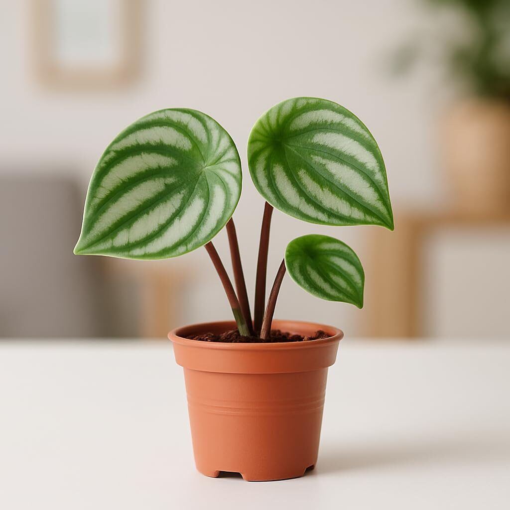 watermelon peperomia on coffee table