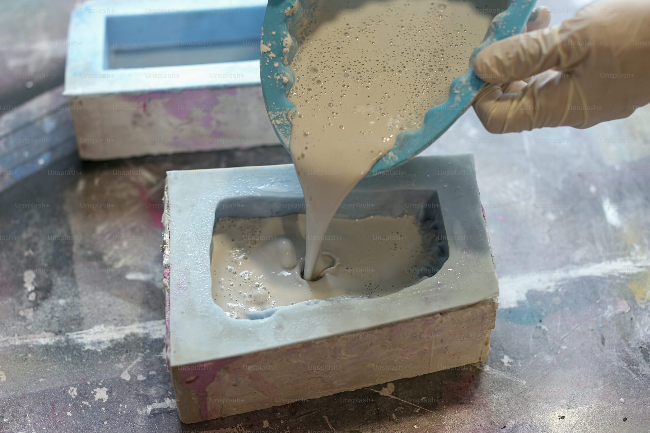 cardboard palm cement shallow bowl stand