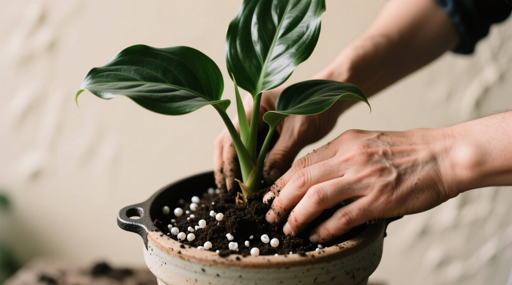 cast iron plant repotting roots